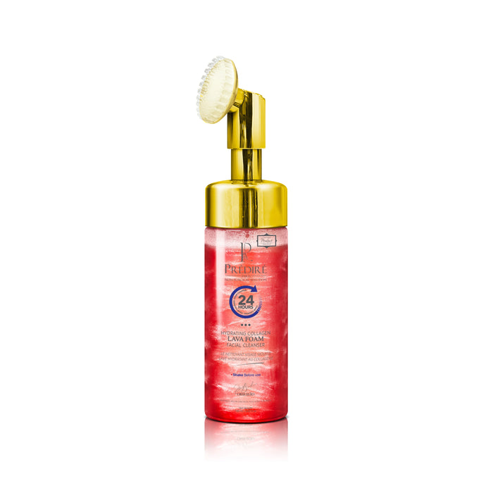 Hydrating Red Lava Foam Facial Cleanser with Collagen and Stem Cell Technology (Rich with Vitamin E & A)