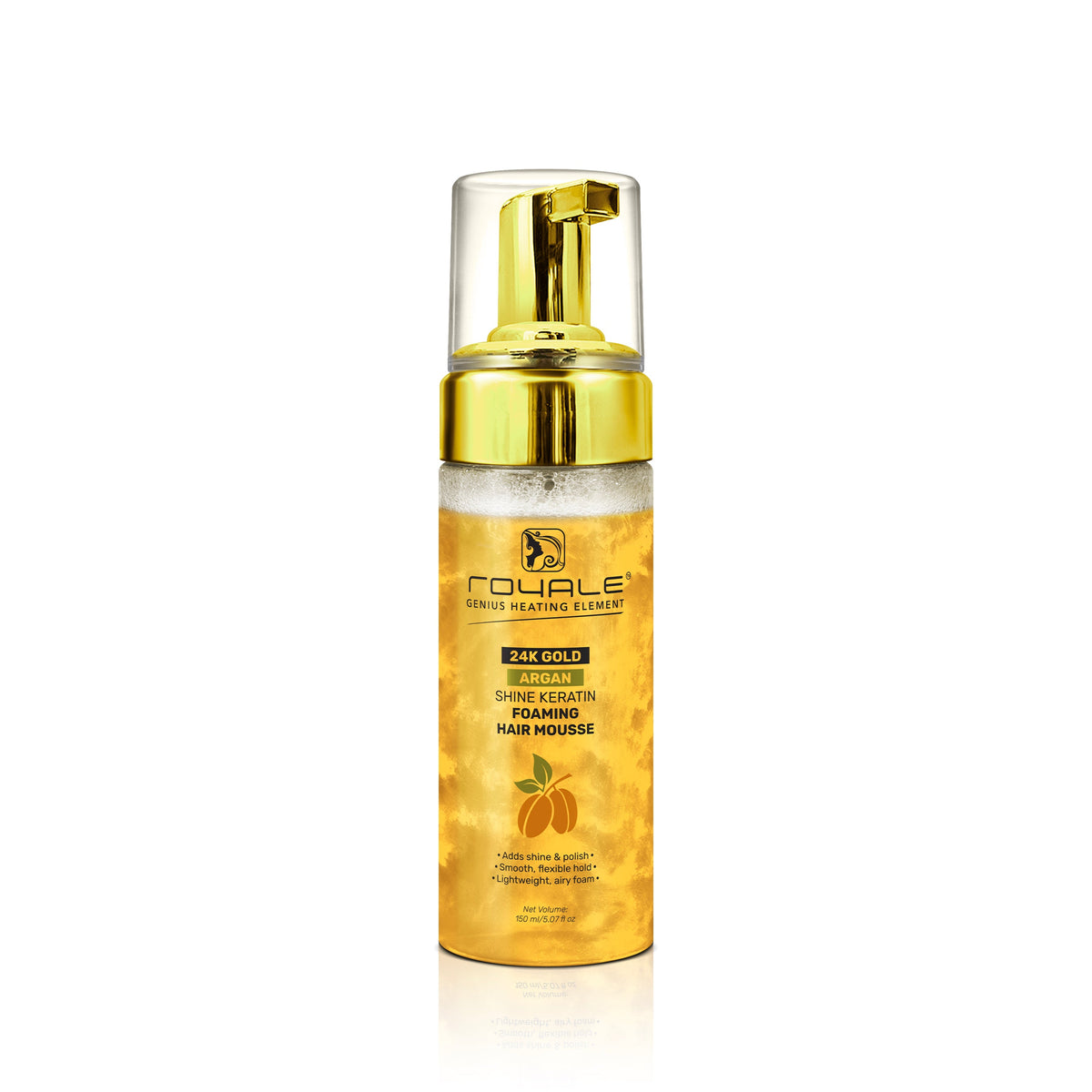 Royale 24K Gold Argan Shine Keratin Foaming Hair Mousse